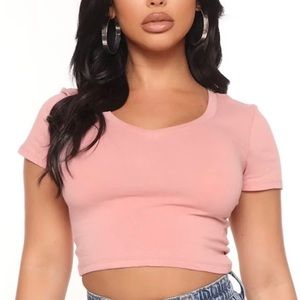 Fashion Nova Mauve Kaitlyn V Neck Crop Top - Small